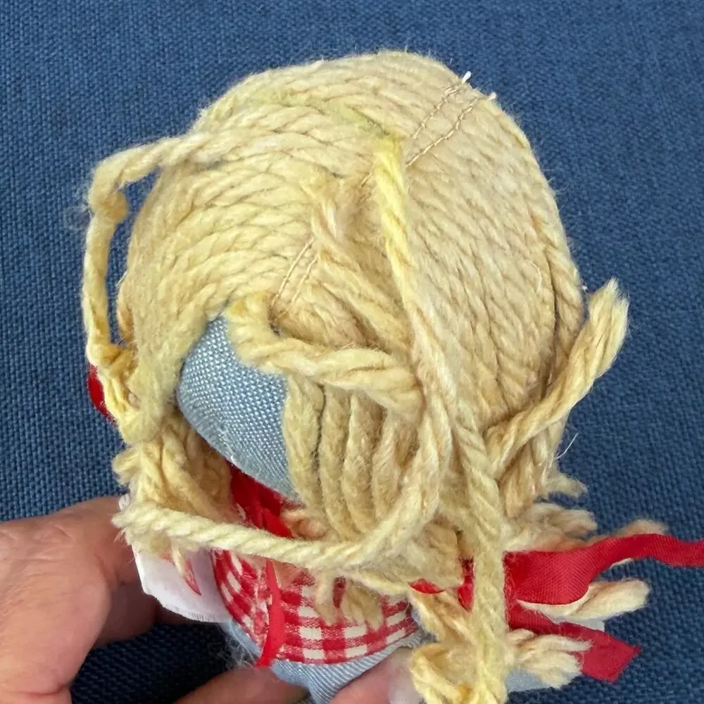 Knickerbocker Levi’s Denim Rag Doll Vtg 1970’s Advertising Yellow Yarn Hair FLAW